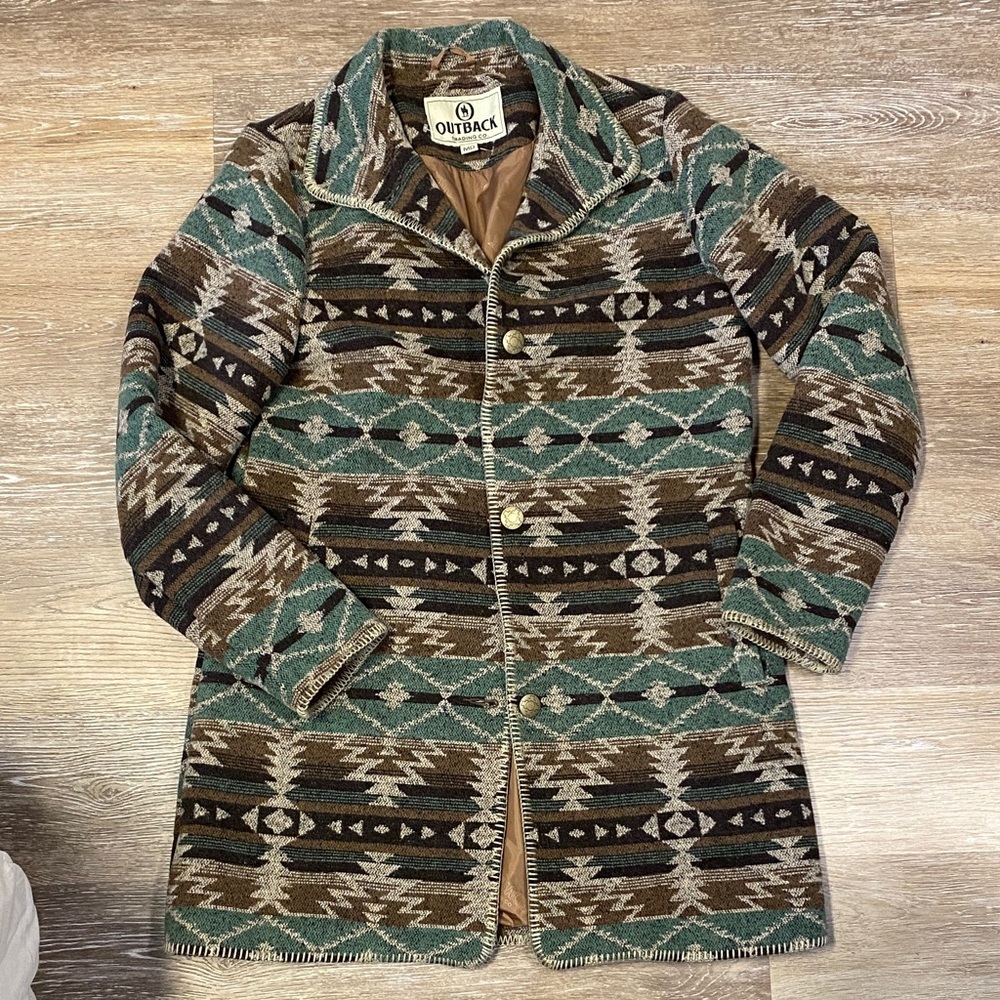 Outback Trading Co Southwestern Aztec Print Jacket